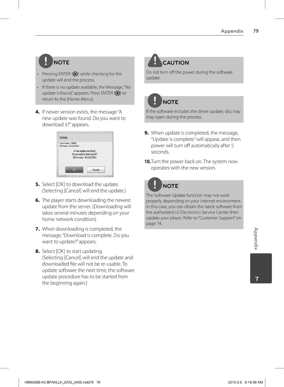 LG Electronics HB905SB owner manual Select OK to start updating 