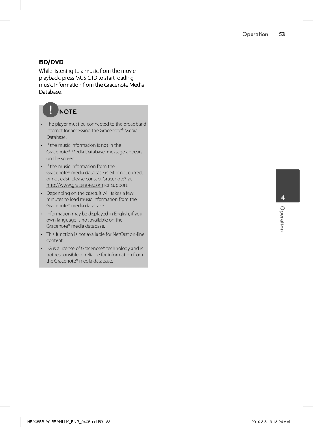 LG Electronics HB905SB owner manual Bd/Dvd, Operation 