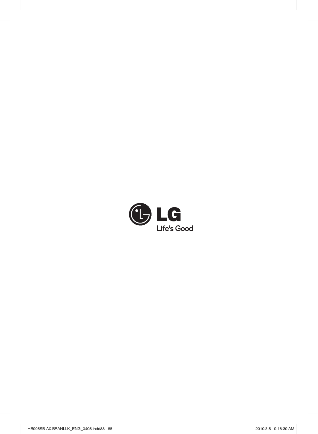 LG Electronics owner manual HB905SB-A0.BPANLLK ENG 0405.indd8888, 2010.3.5 9 18 39 AM 