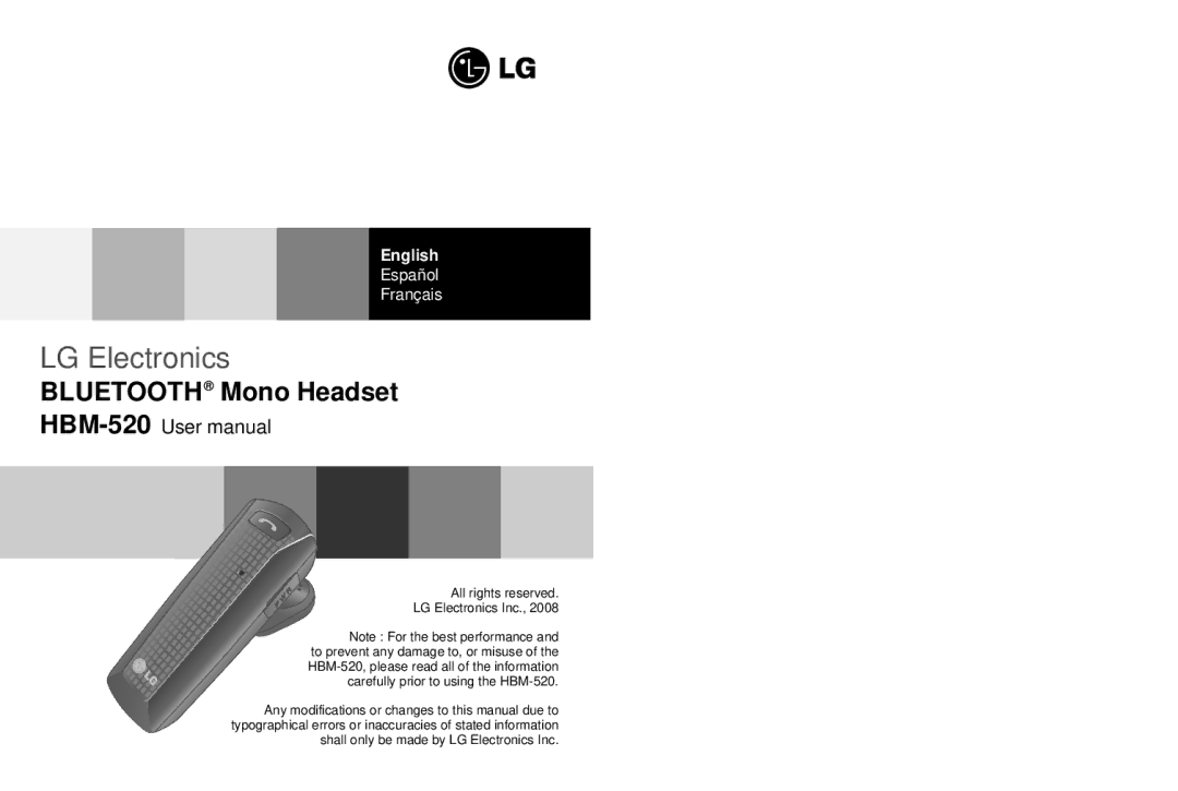 LG Electronics HBM-520 user manual LG Electronics 