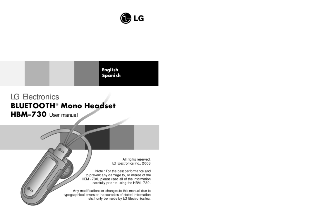 LG Electronics HBM-730 user manual English Spanish, LG Electronics 
