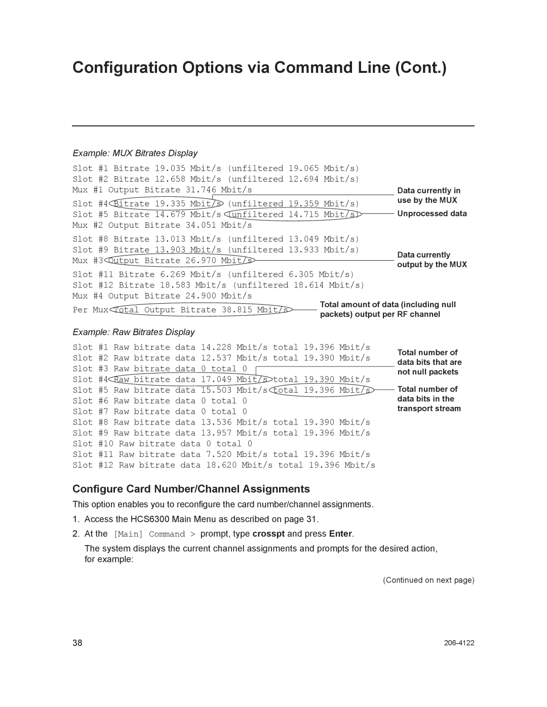 LG Electronics HCS6300 setup guide Configure Card Number/Channel Assignments, Mbit/s 