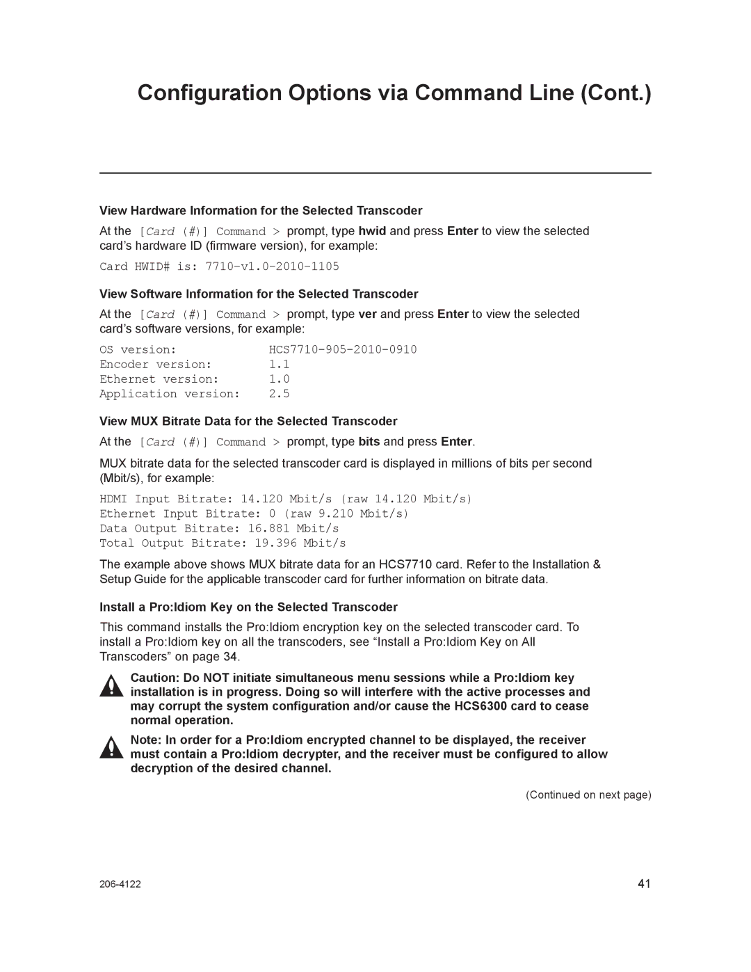 LG Electronics HCS6300 setup guide Encoder version Ethernet version Application version 