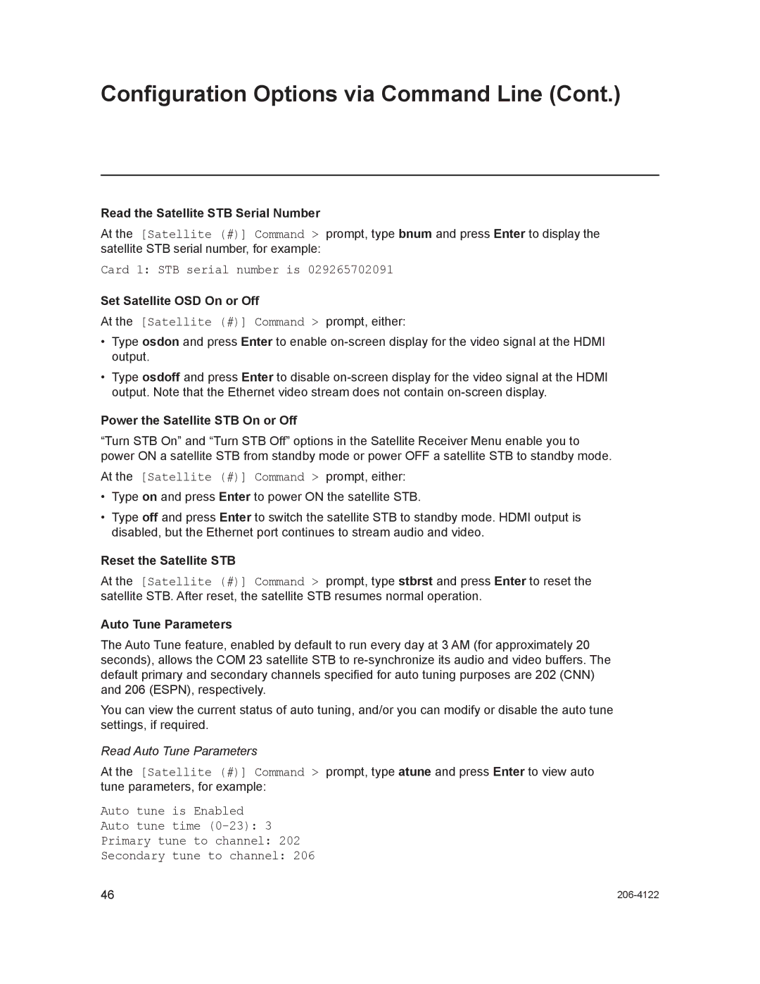 LG Electronics HCS6300 setup guide At the Satellite # Command prompt, either, Read the Satellite STB Serial Number 