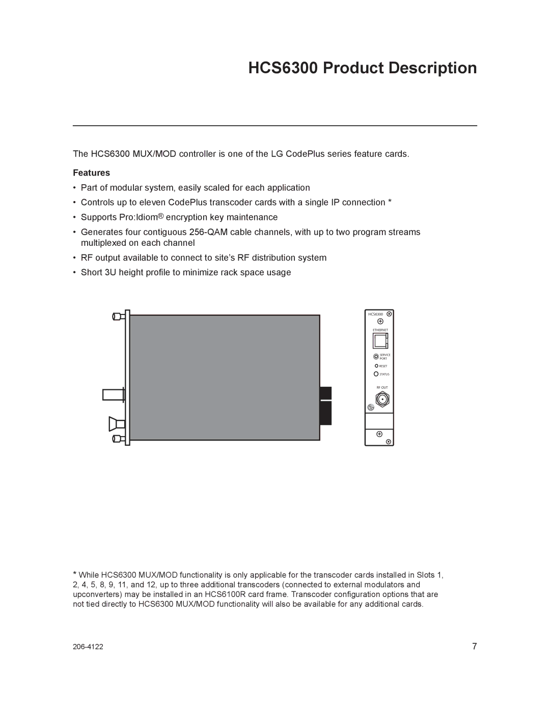 LG Electronics setup guide HCS6300 Product Description, Features 