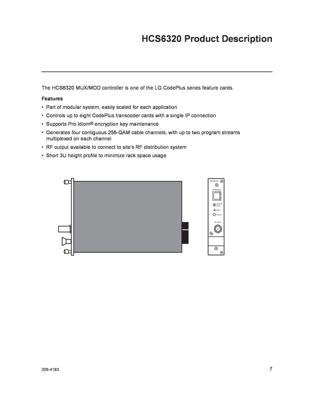 LG Electronics setup guide HCS6320 Product Description, Features 