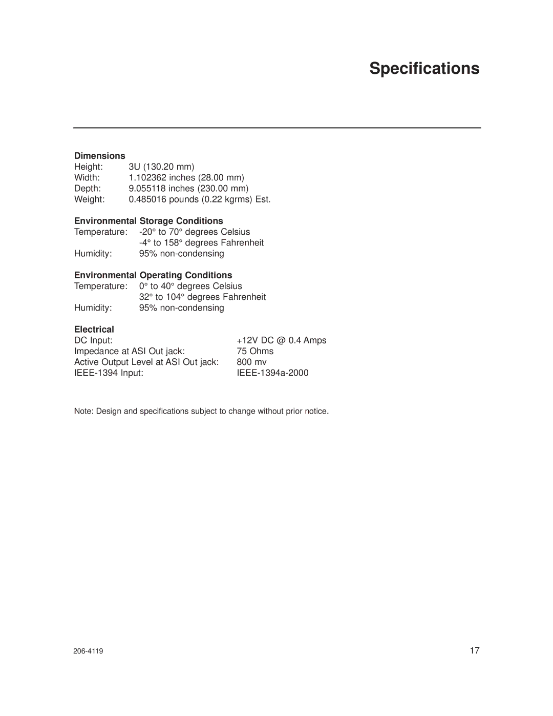 LG Electronics HCS6600 Specifications, Dimensions, Environmental Storage Conditions, Environmental Operating Conditions 