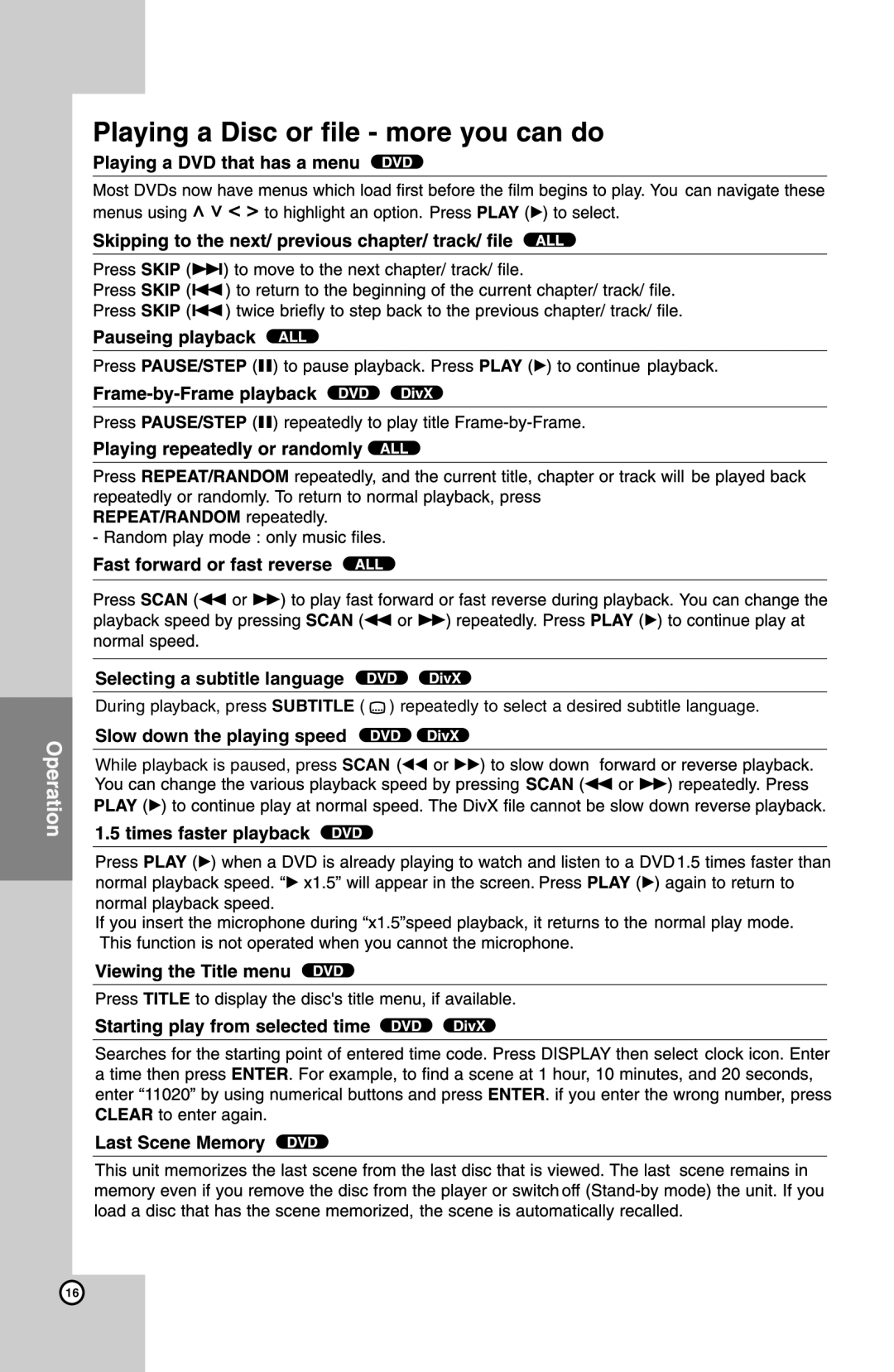 LG Electronics HT924SF owner manual Selecting a subtitle language, Slow down the playing speed 