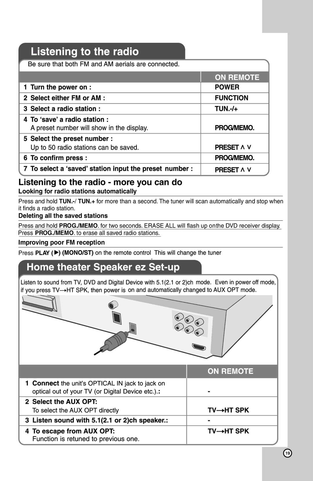 LG Electronics HT924SF owner manual Looking for radio stations automatically, Deleting all the saved stations 