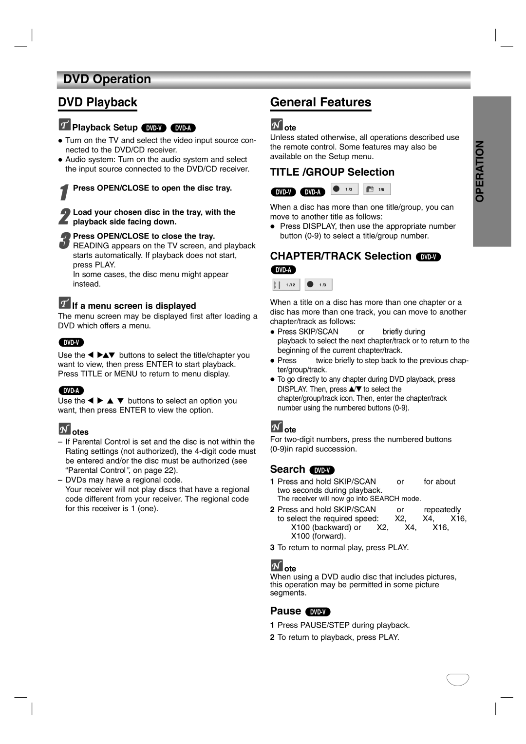 LG Electronics HTW316 owner manual DVD Operation DVD Playback, General Features 