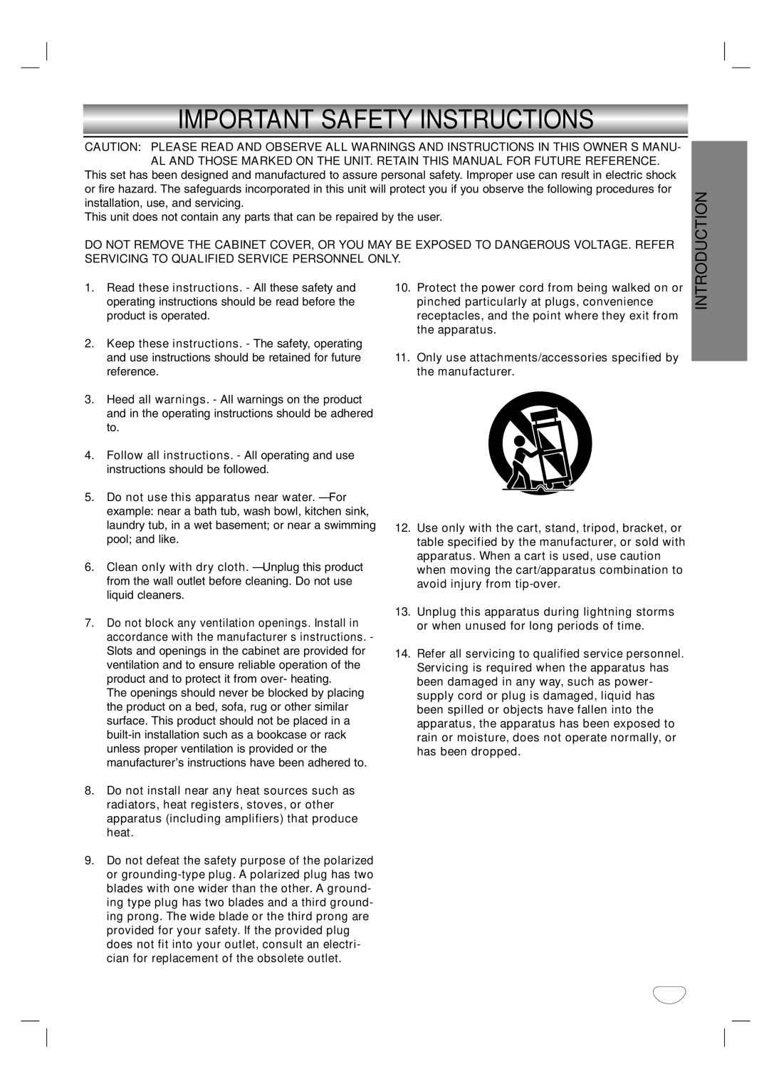 LG Electronics HTW316 owner manual Important Safety Instructions 