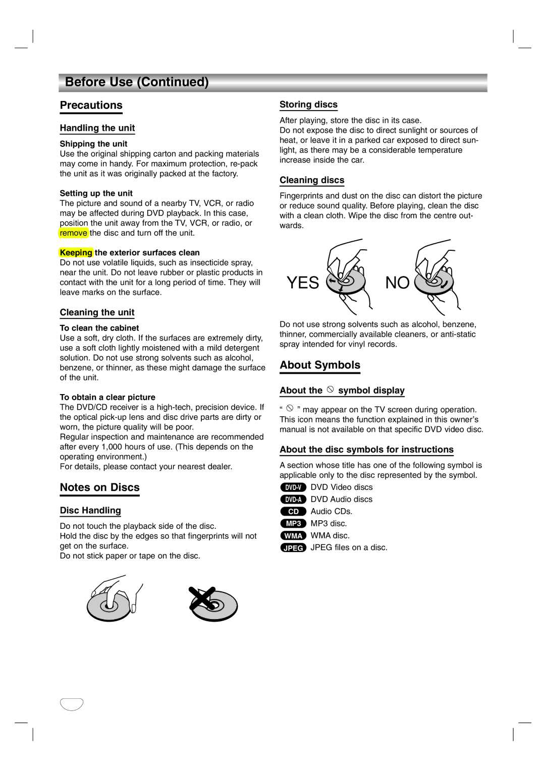 LG Electronics HTW316 owner manual Precautions, About Symbols 