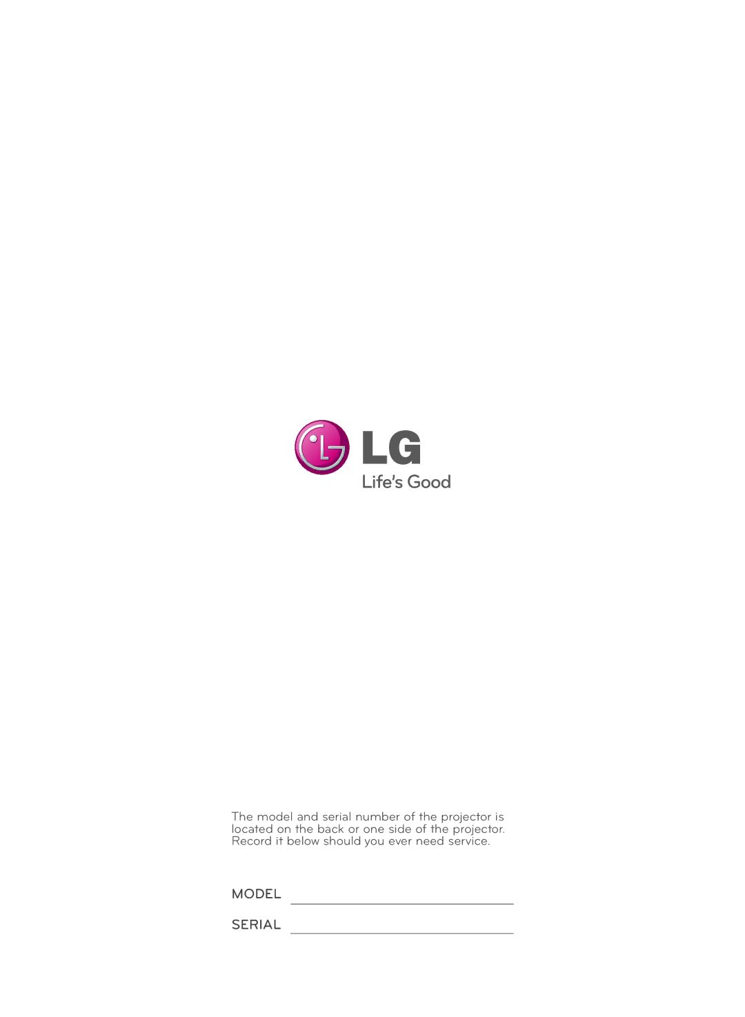 LG Electronics HX301G, HX300G owner manual Model Serial 