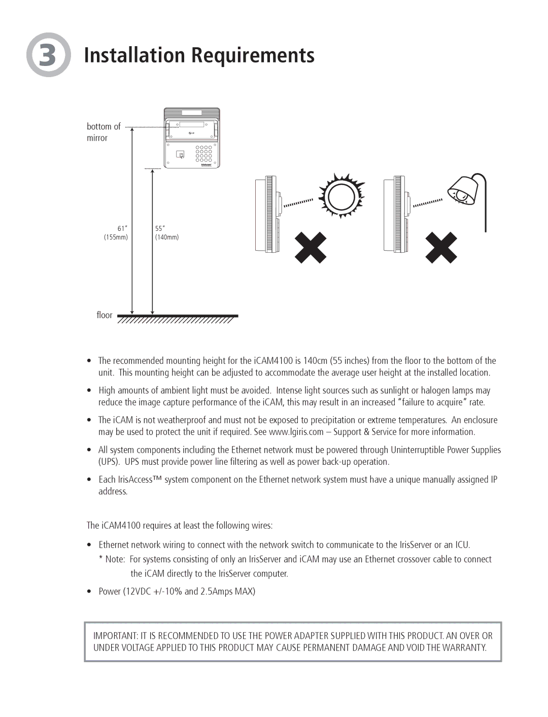 LG Electronics iCAM4100, iCAM4110-E1, iCAM4110-H1, iCAM4110R-H1, iCAM4101R, iCAM4110R-E1 Installation Requirements, Floor 