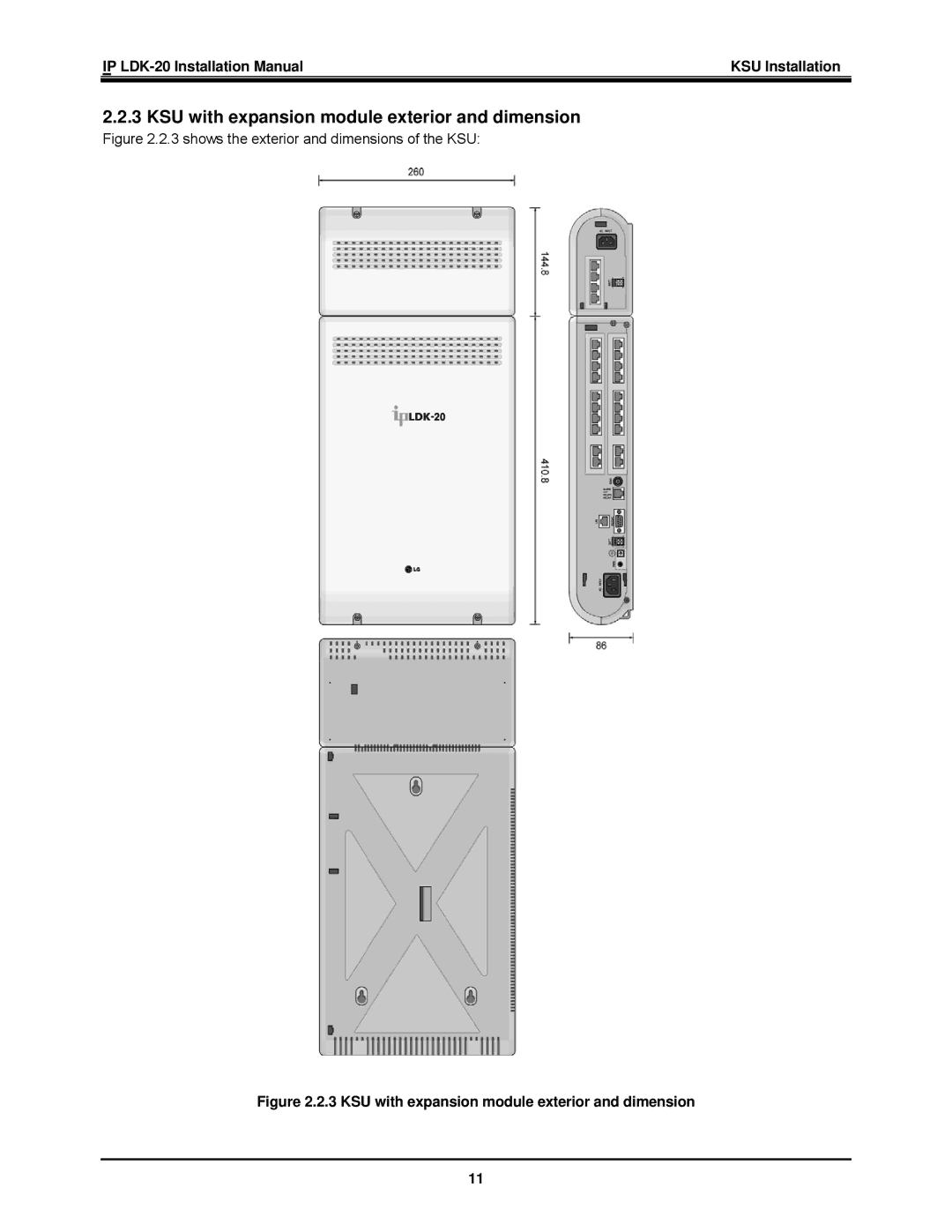 LG Electronics IP LDK-20 installation manual KSU with expansion module exterior and dimension 