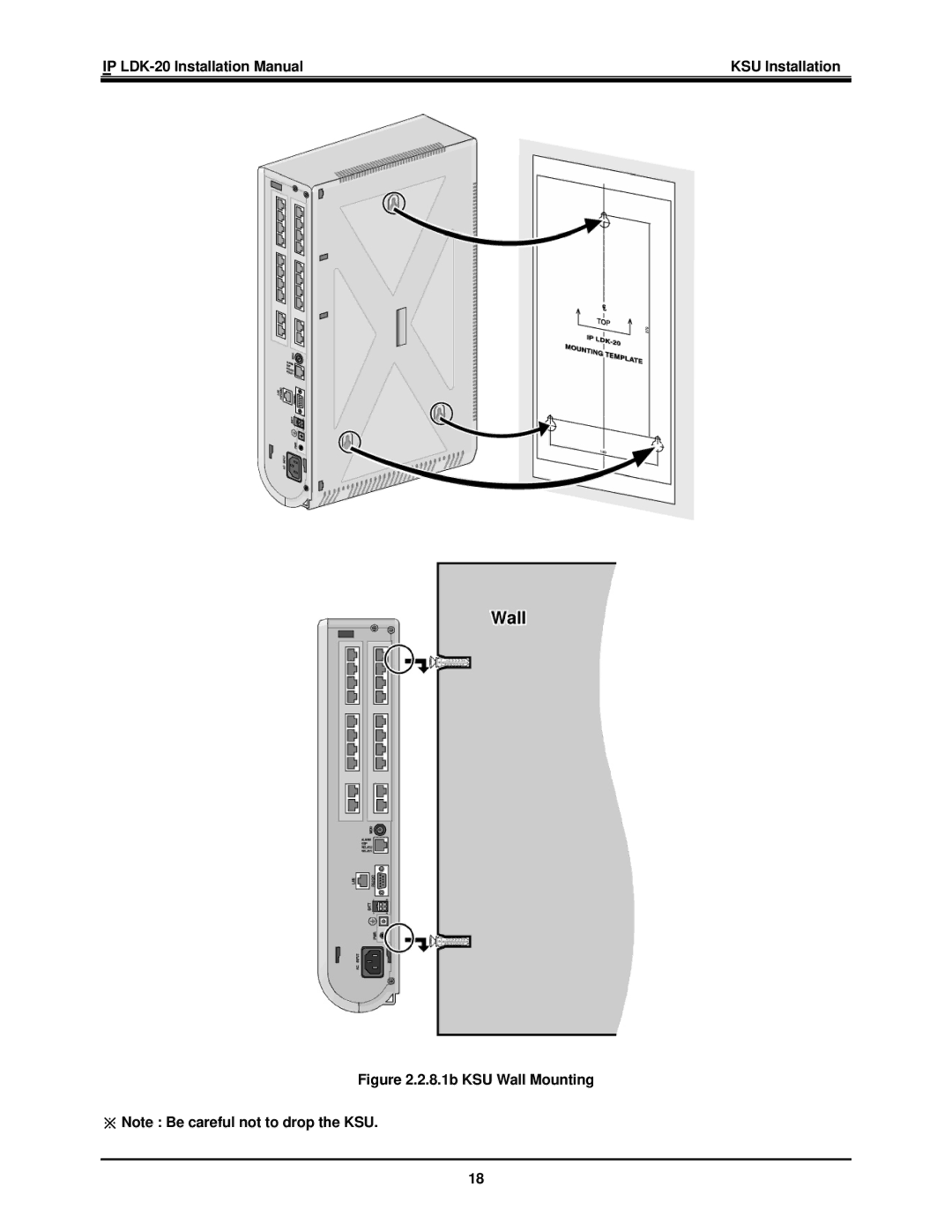 LG Electronics IP LDK-20 installation manual 8.1b KSU Wall Mounting ※ Note Be careful not to drop the KSU 