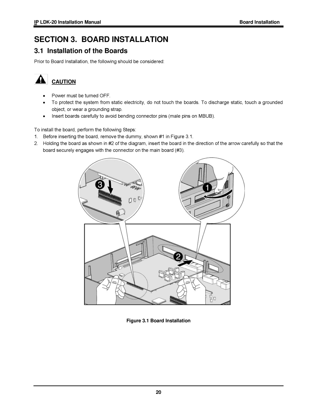 LG Electronics installation manual Installation of the Boards, IP LDK-20 Installation Manual Board Installation 