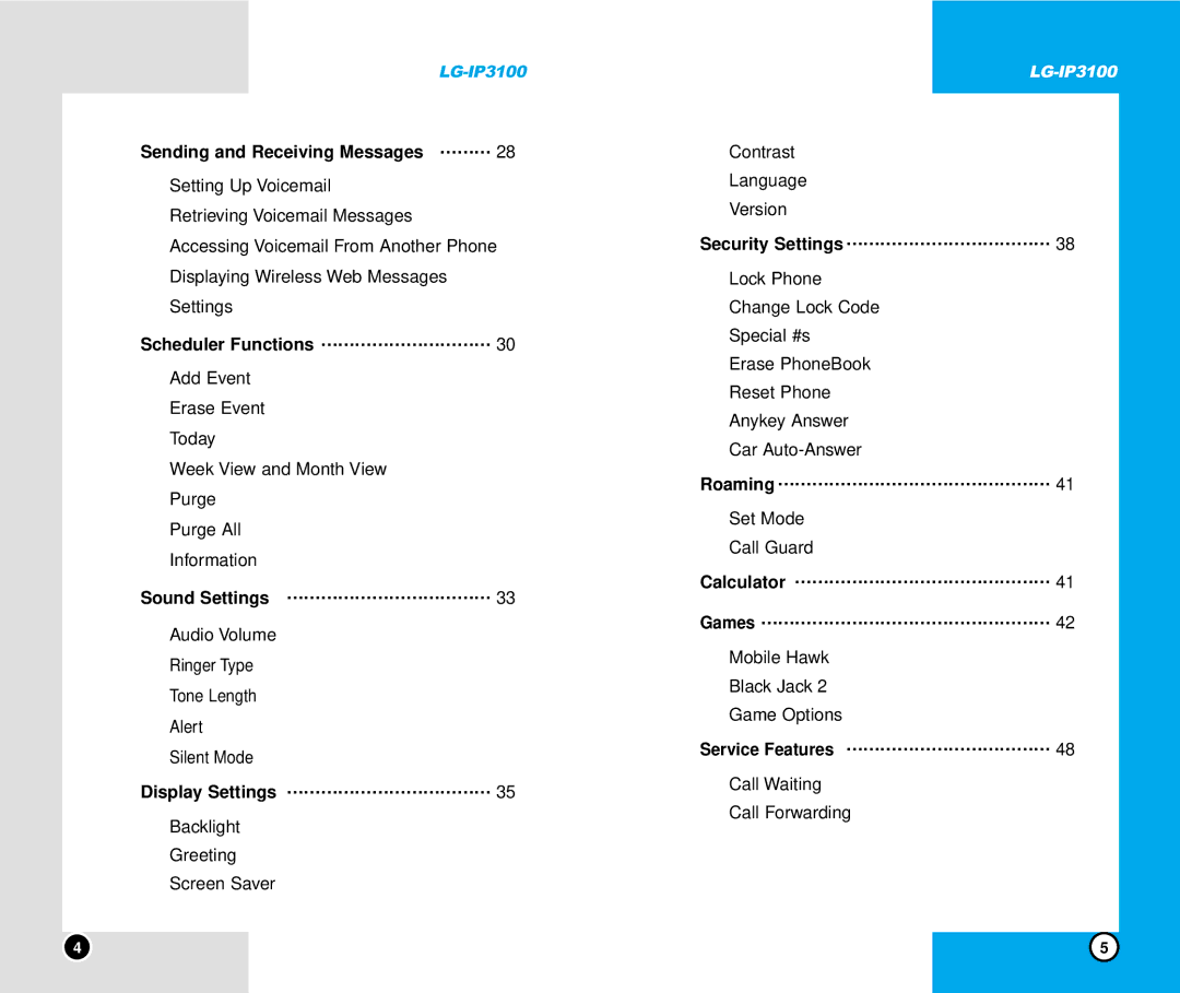 LG Electronics IP3100 manual Sending and Receiving Messages … … …, Scheduler Functions … … … … … … … … … … 