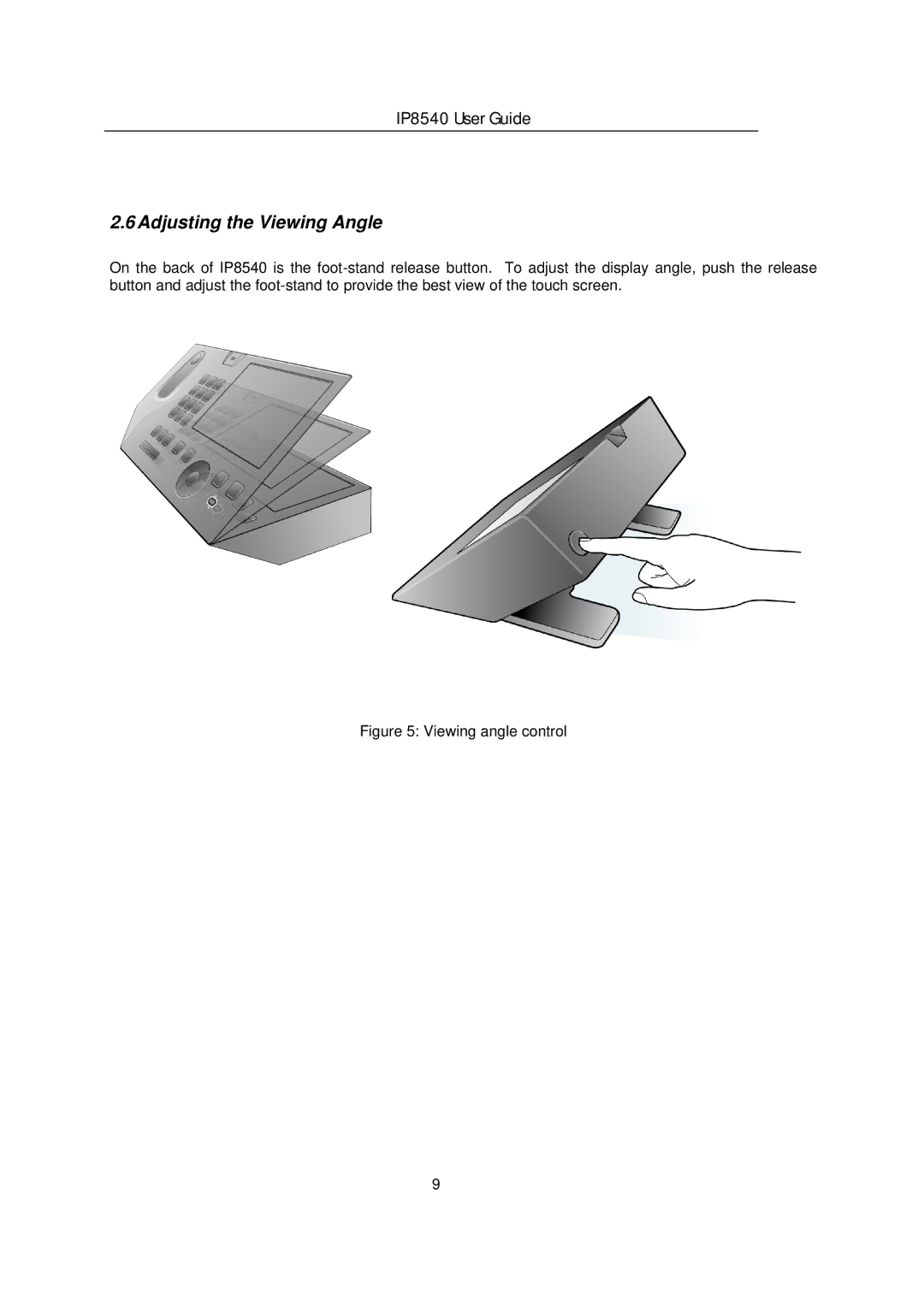 LG Electronics IP8540 manual Adjusting the Viewing Angle, Viewing angle control 