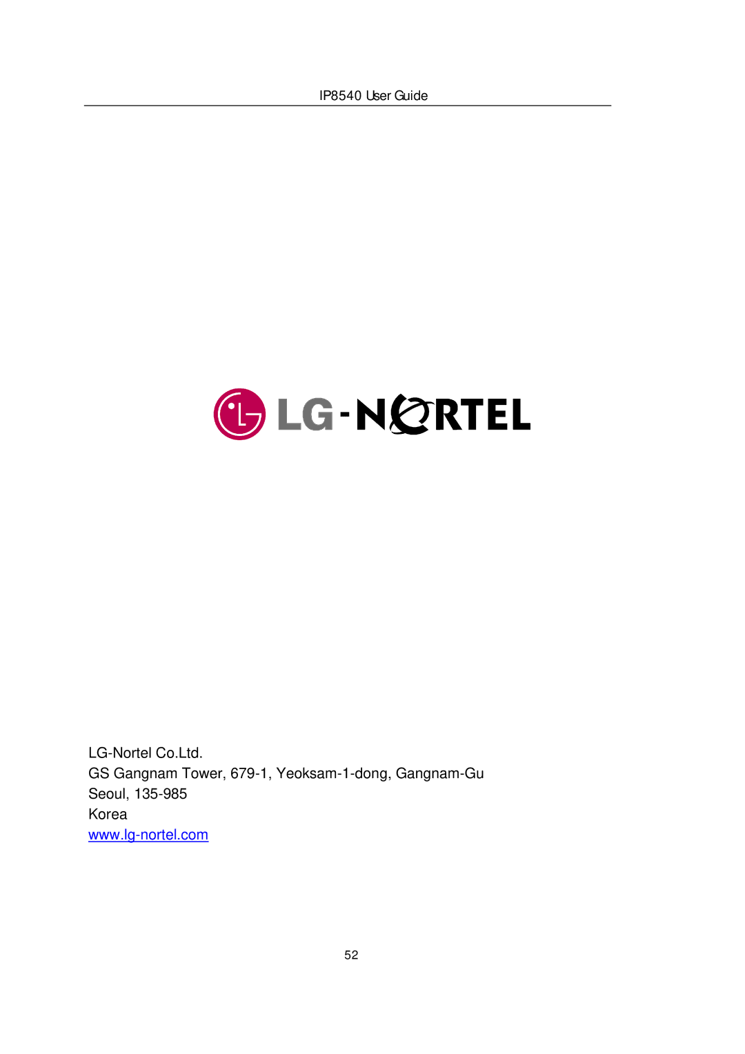 LG Electronics manual IP8540 User Guide 