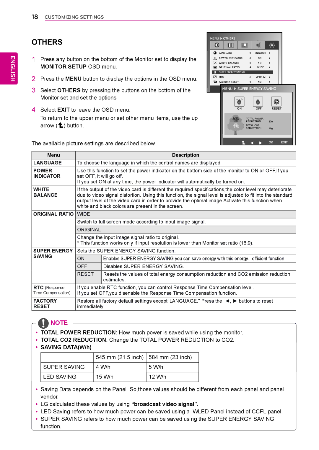 LG Electronics IPS225P, IPS235P owner manual Power, Indicator, White, Balance, Super Energy, Factory, Reset 