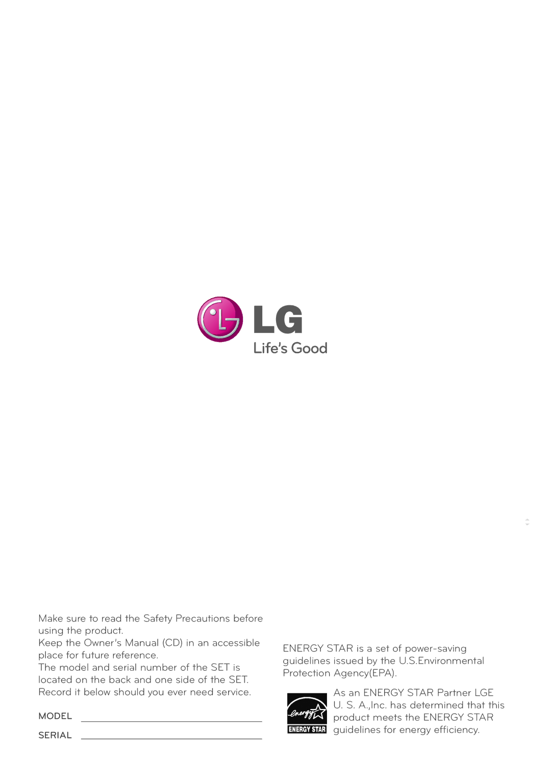 LG Electronics IPS235P, IPS225P owner manual Model Serial 