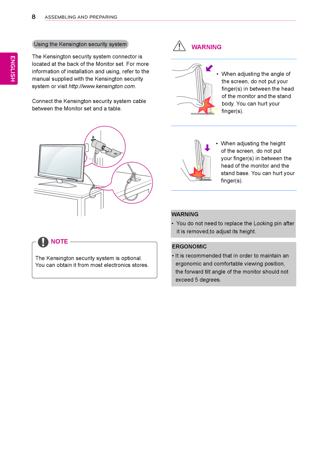 LG Electronics IPS225P, IPS235P owner manual Ergonomic 