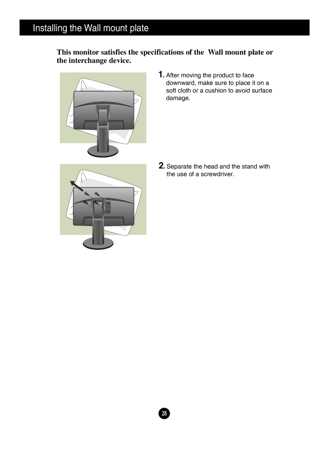 LG Electronics ips231p owner manual Installing the Wall mount plate 