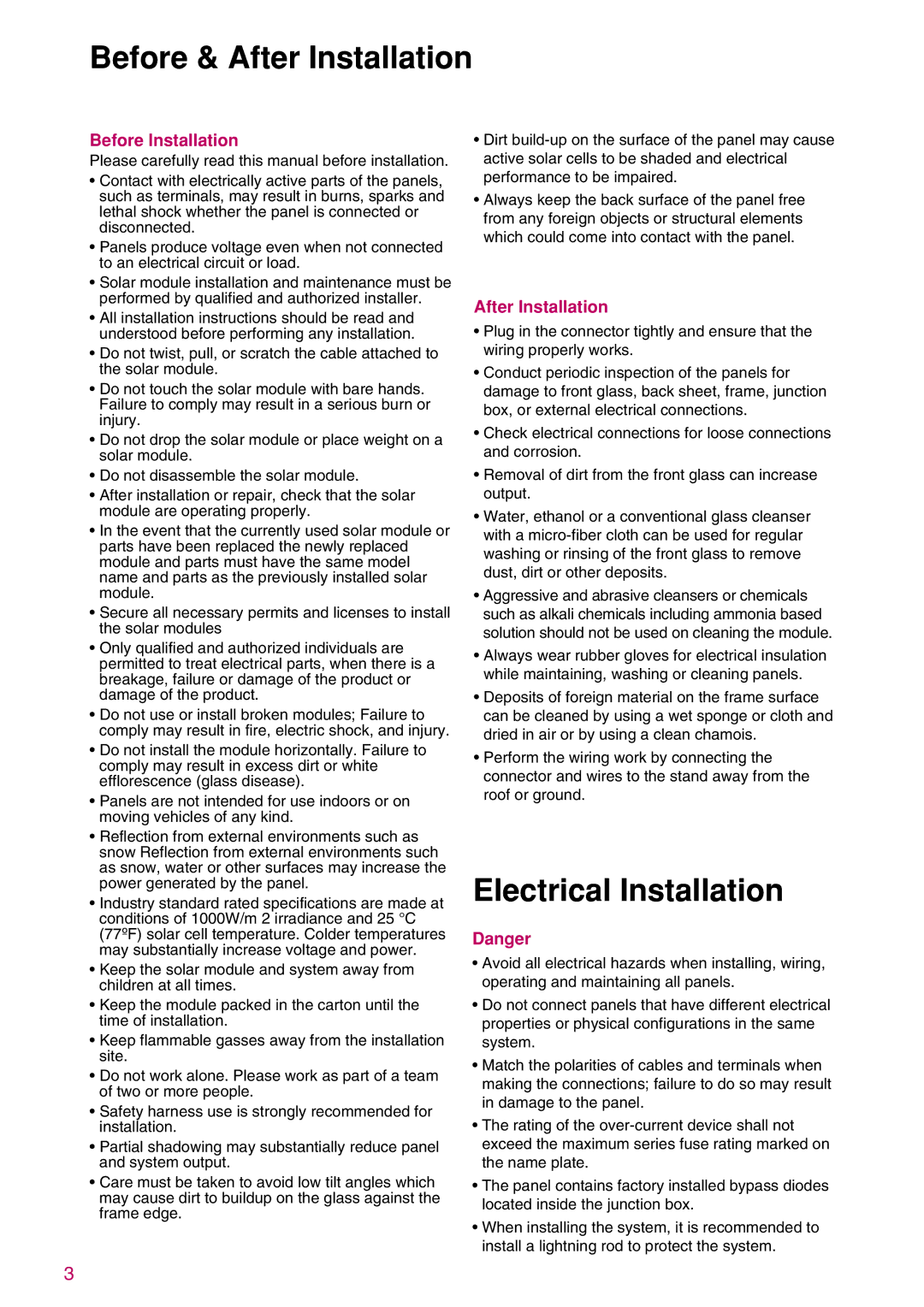 LG Electronics K)-A3, K)-B3, LGXXXN1C(W Before & After Installation, Electrical Installation, Before Installation 