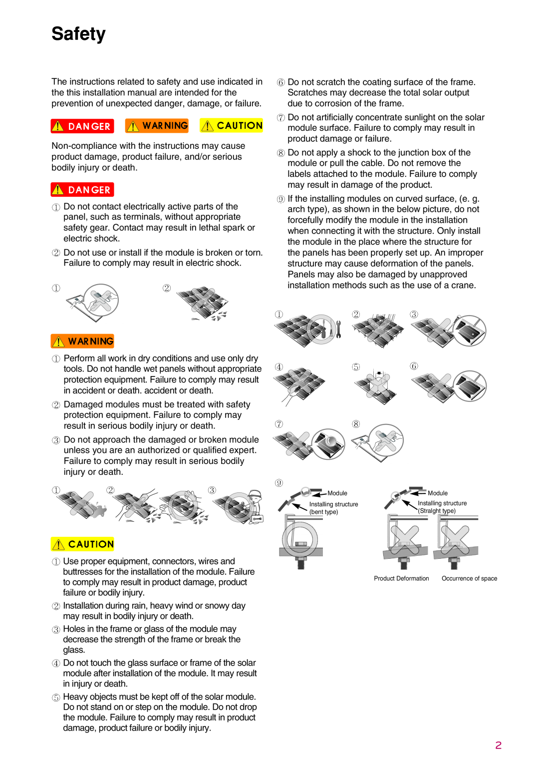 LG Electronics LGXXXS1C(W, K)-G3 installation instructions Safety, Installing structure, Occurrence of space 