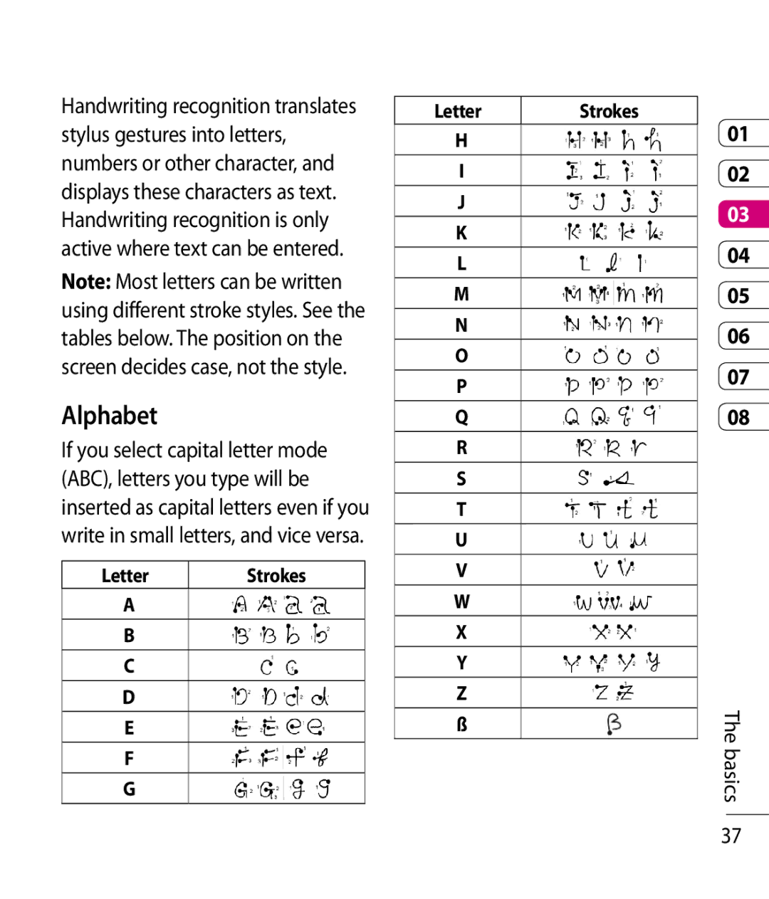 LG Electronics KC910 manual Alphabet 