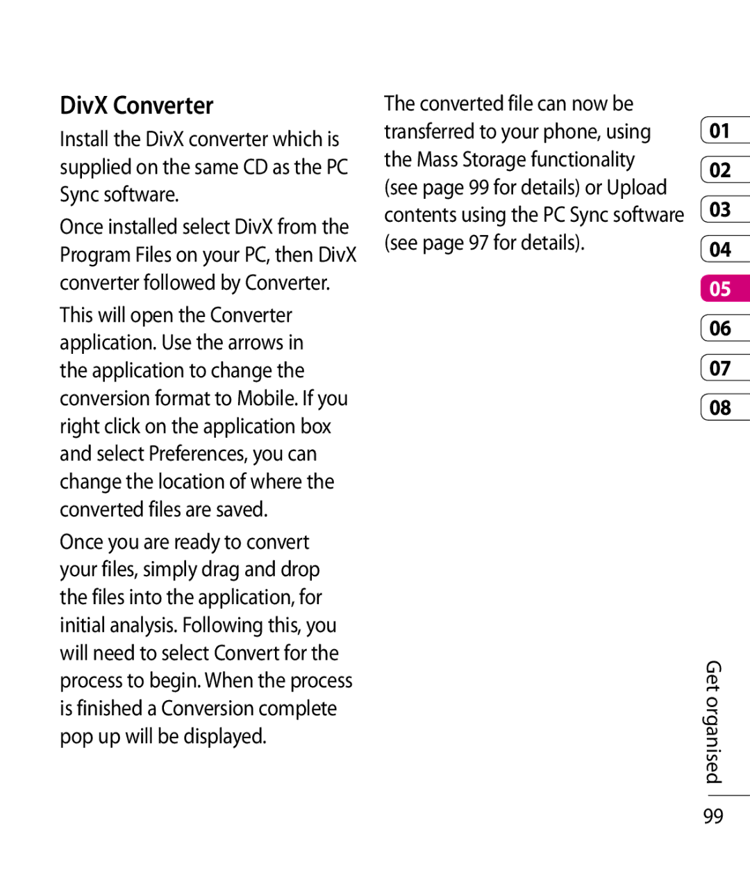 LG Electronics KC910 manual DivX Converter 