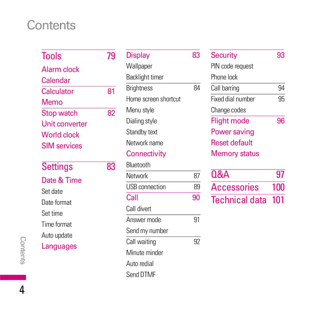 LG Electronics KE970 manual Contents 