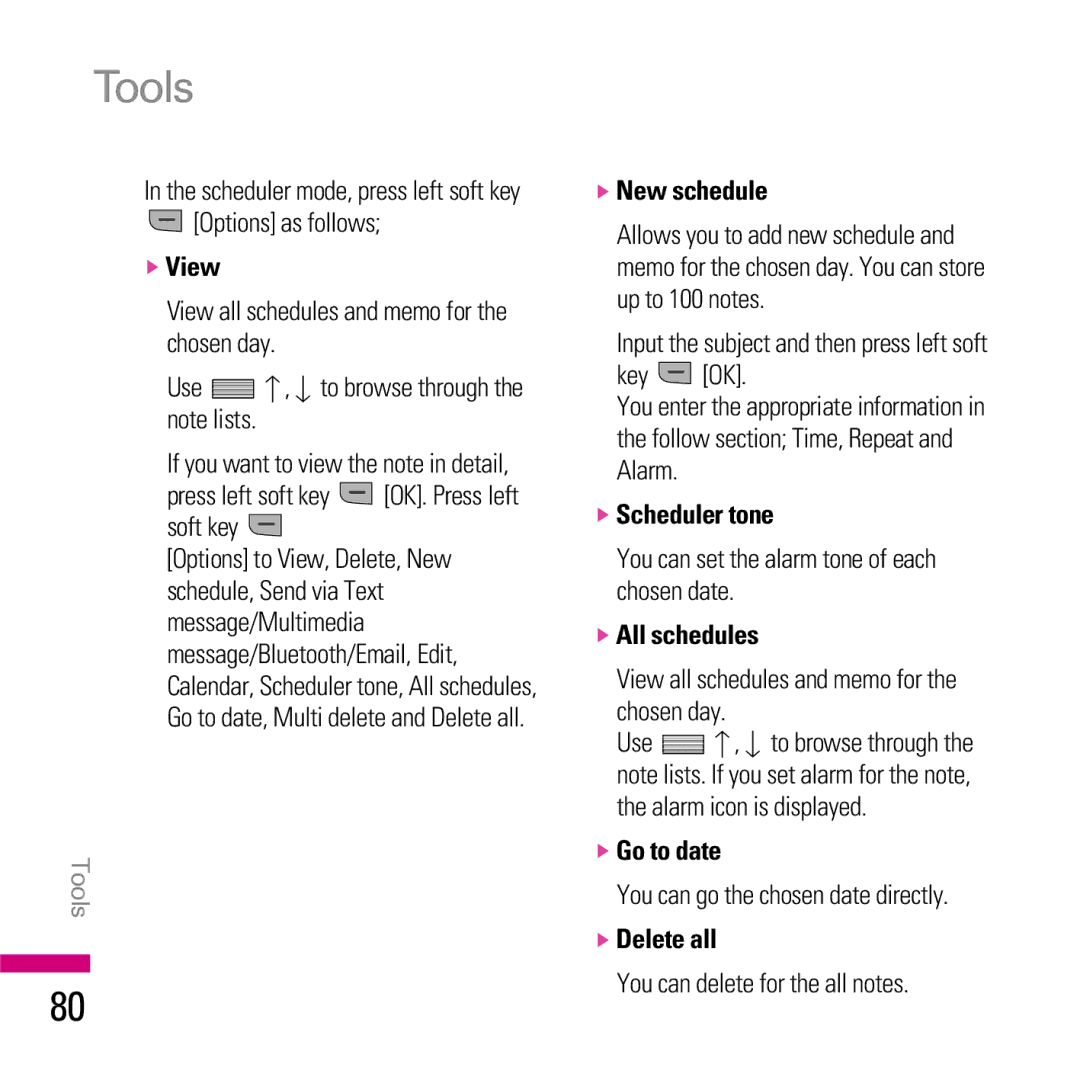 LG Electronics KE970 manual Tools 