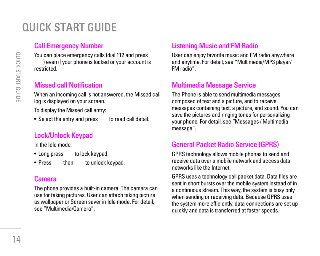 LG Electronics KG190 manual Quick Start Guide 