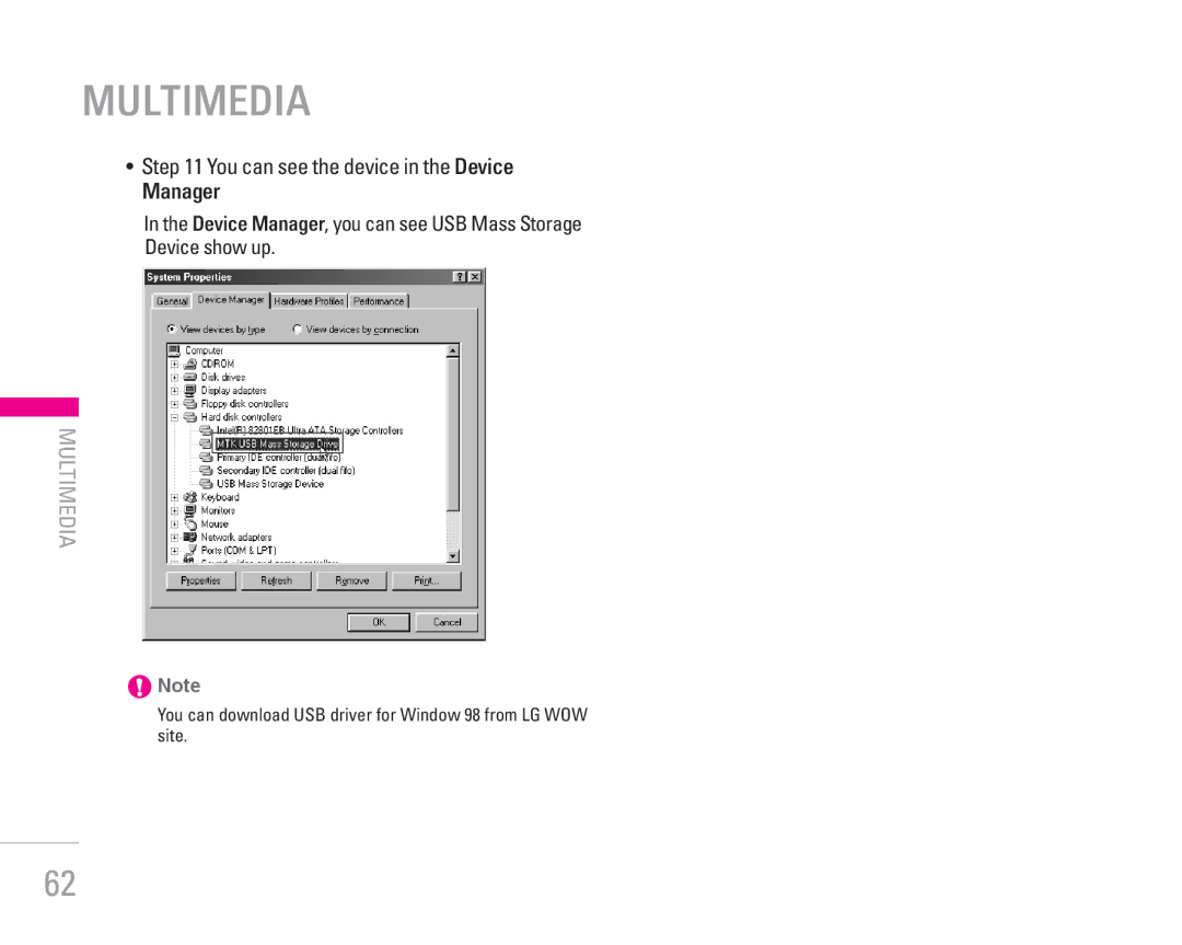 LG Electronics KG190 manual You can see the device in the Device, Manager 