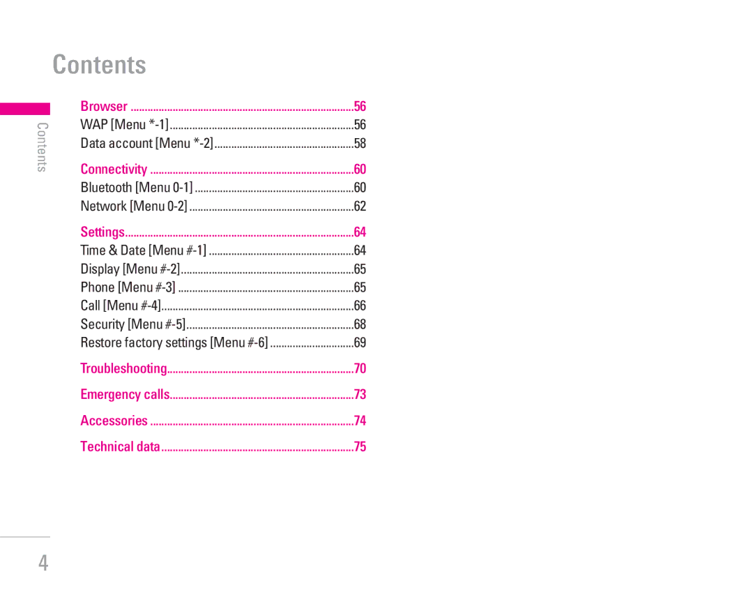 LG Electronics KG300 manual Contents 