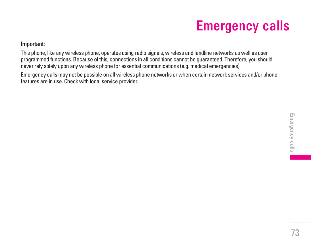 LG Electronics KG300 manual Emergency calls 