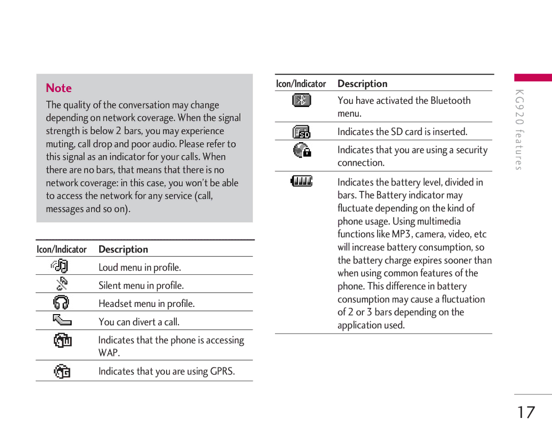 LG Electronics KG920 manual Wap 