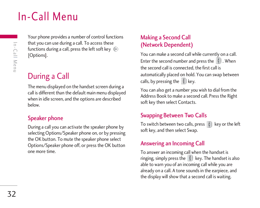 LG Electronics KG920 manual In-Call Menu, During a Call 