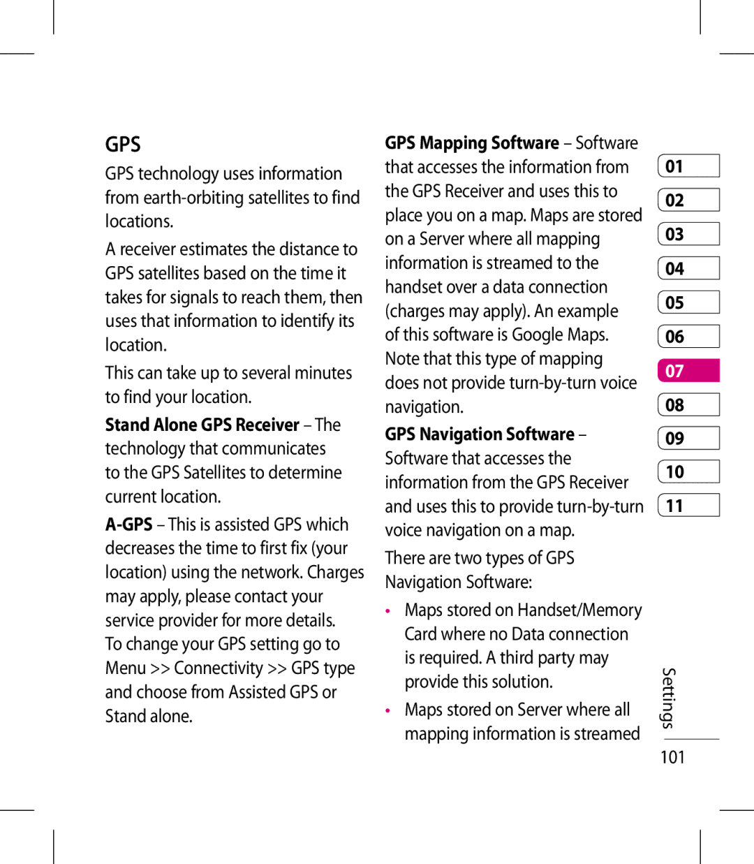 LG Electronics KM900 manual This can take up to several minutes to find your location, Settings 101 