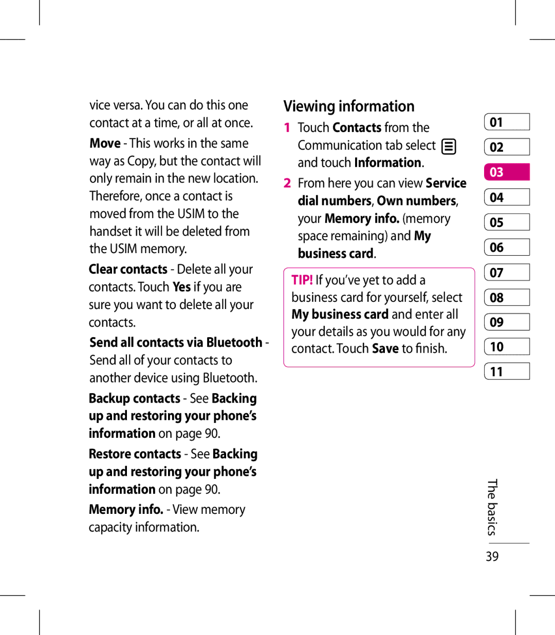 LG Electronics KM900 manual Viewing information, Memory info. View memory, Capacity information 