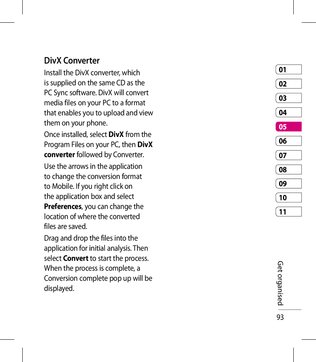 LG Electronics KM900 manual DivX Converter 