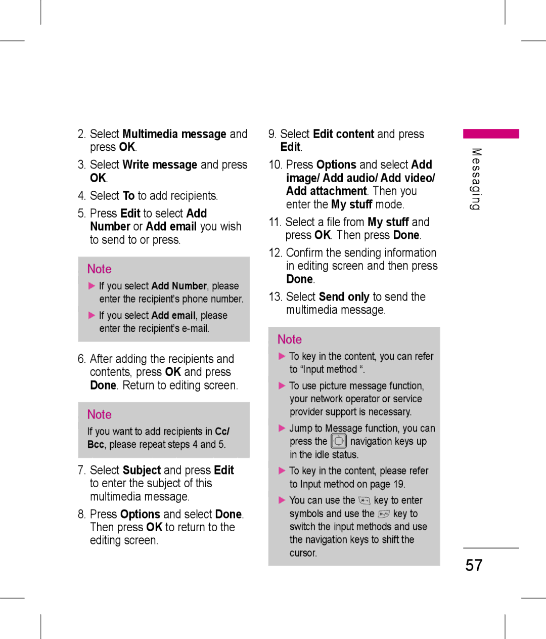 LG Electronics KP199 manual Select To to add recipients, Select Edit content and press Edit 