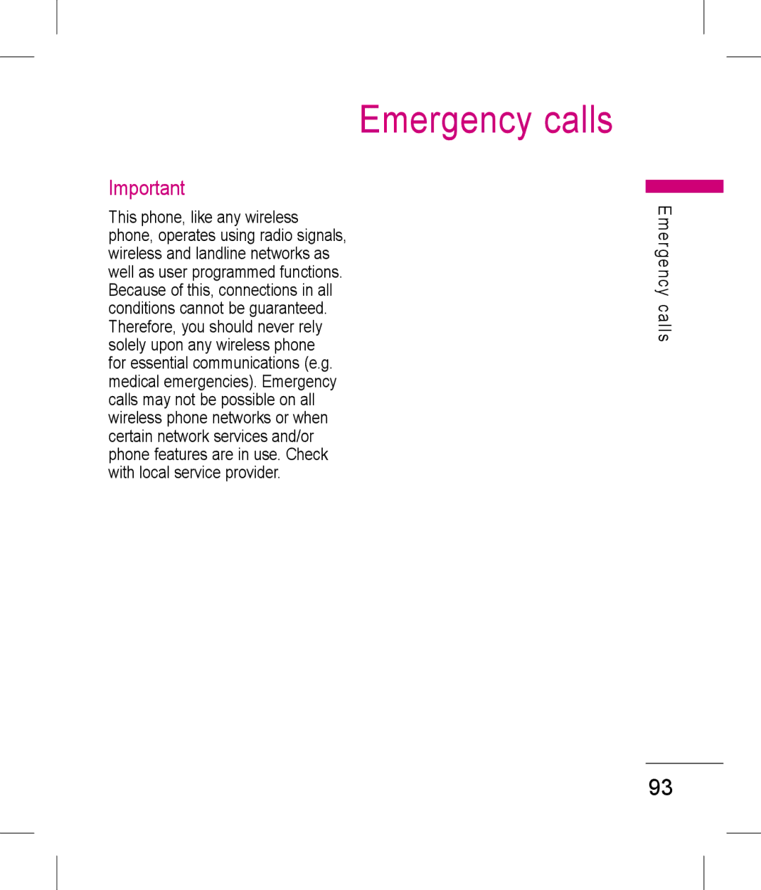 LG Electronics KP199 manual Emergency calls 
