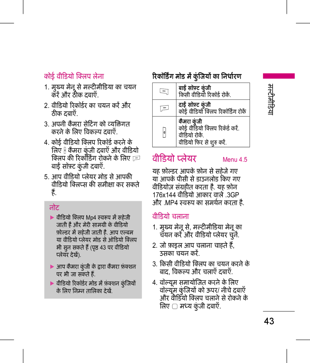 LG Electronics KP199 manual ीडयो लयर, ोई वीडयो िलप लना, ीडयो चलाना 