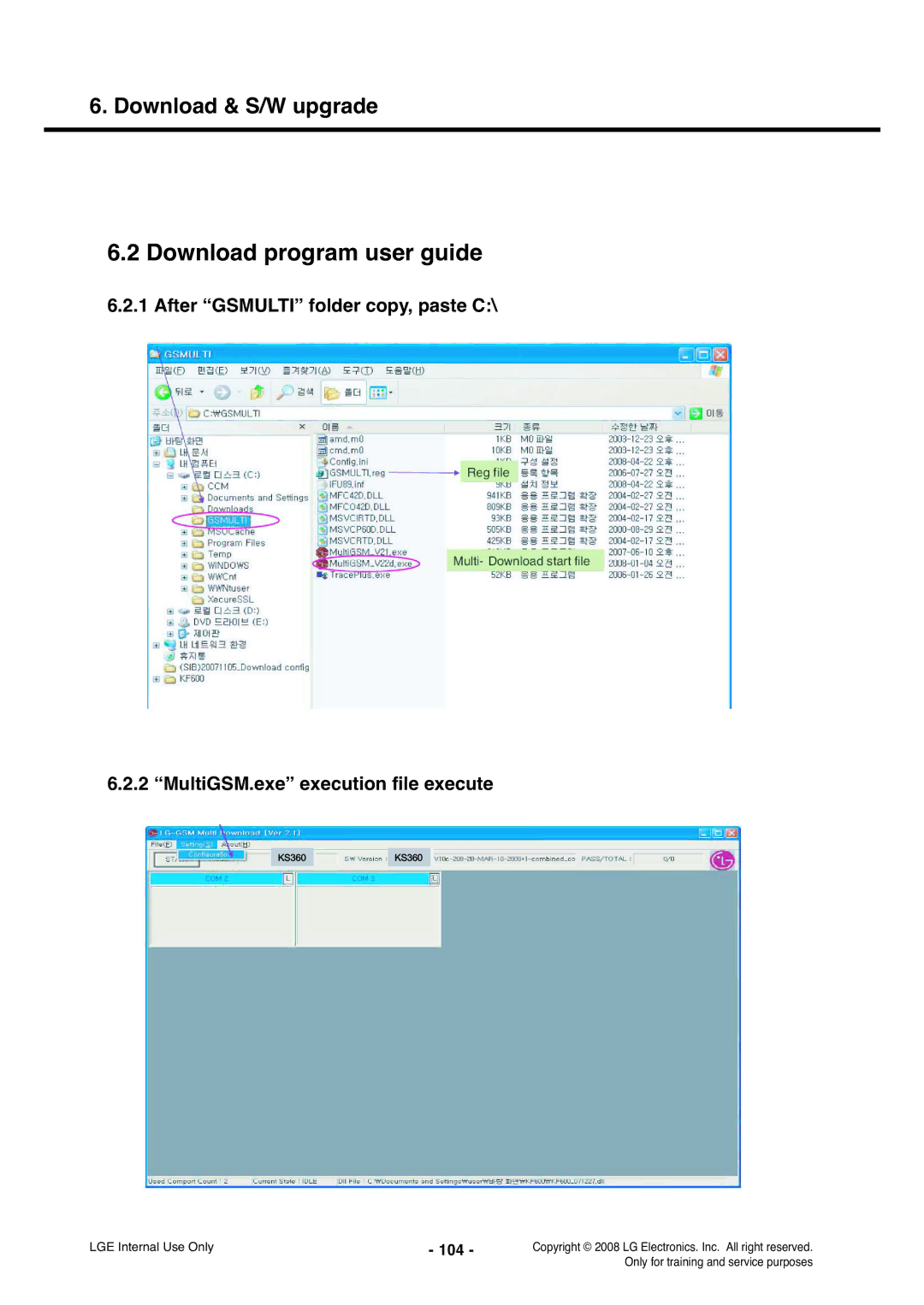 LG Electronics KS360 service manual Download program user guide, 104 