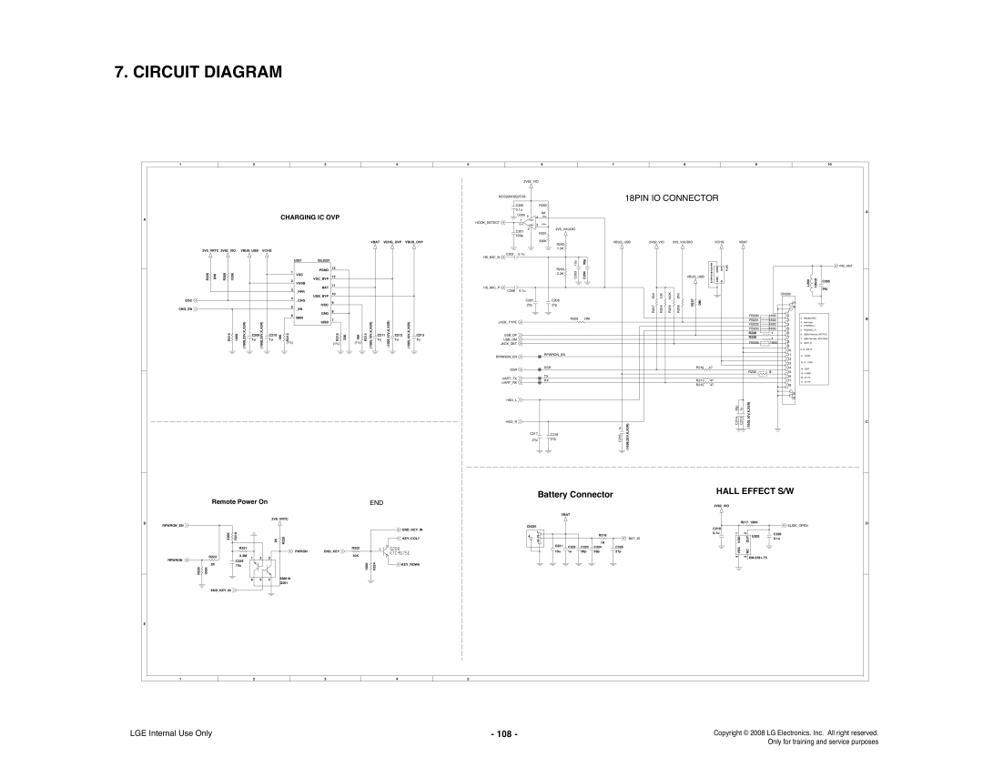 LG Electronics KS360 service manual 18PIN IO Connector, Hall Effect S/W, 108 