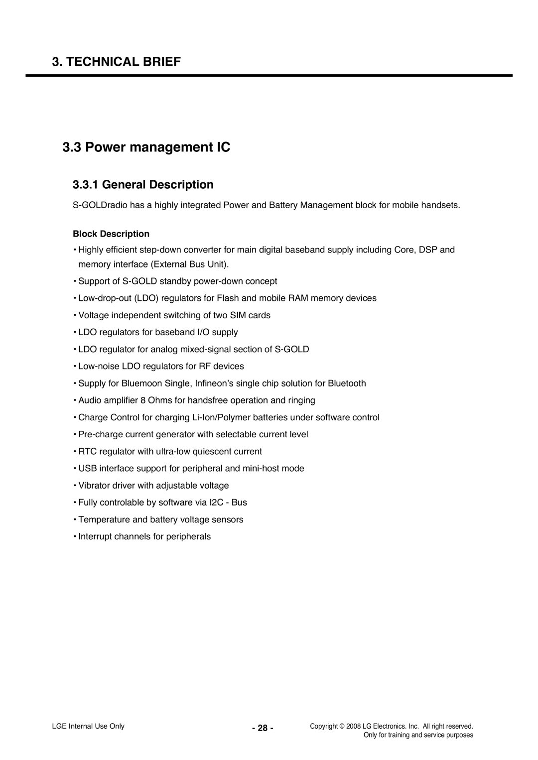 LG Electronics KS360 service manual Power management IC, Block Description 