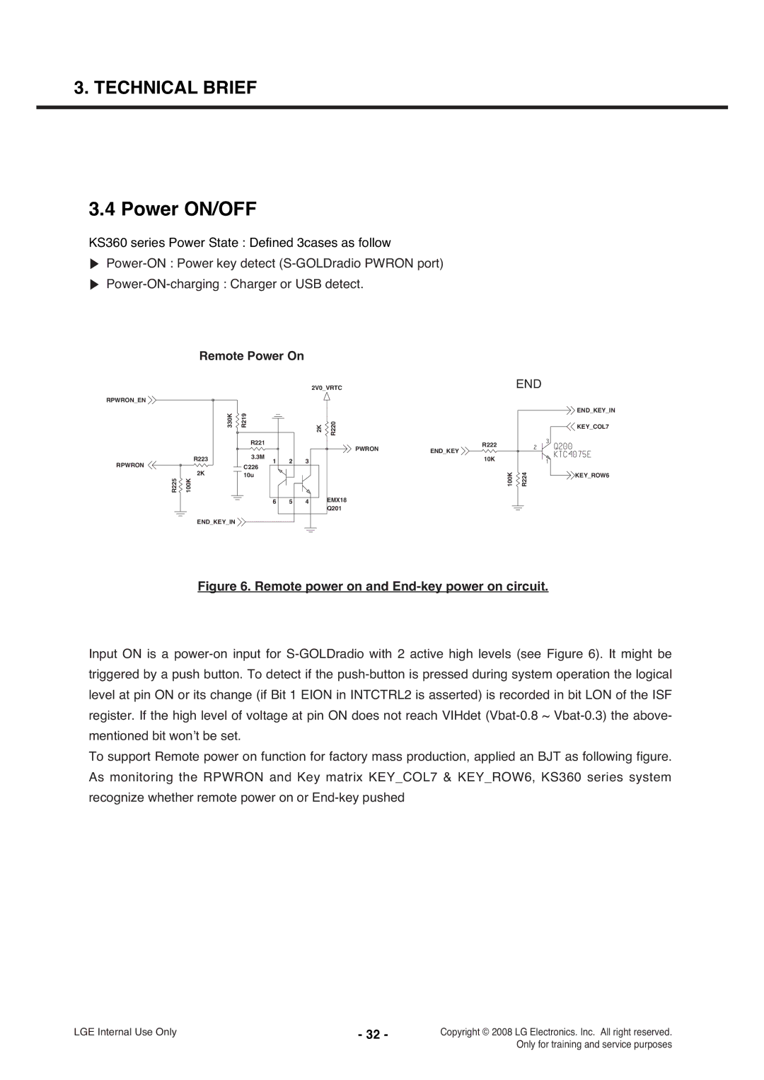 LG Electronics KS360 service manual Power ON/OFF, Remote Power On 